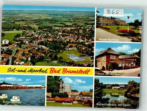Bad Bramstedt Fliegeraufnahme des Ortes Schwimmbad Neues Kurhaus Haus an den Auen Roland Kurmittelhaus am Teich