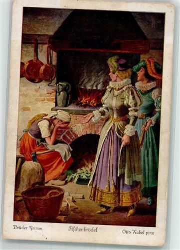 Szene aus dem Märchen Aschenbrödel der Brüder Grimm Uvachrom Nr. 3874 Serie 154 Künstlerkarte