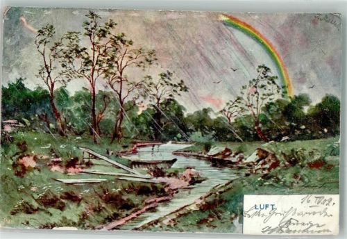 Fluss Luft B.K.W.I. Nr.734-2 Regenbogen 1902 Künstlerkarte
