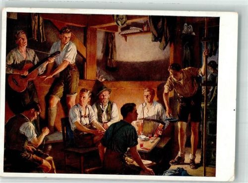 WK II Quetschkommode Gitarre Tracht sign. Meyer Waldeck Kunz Verlag Köhn Nr.1487