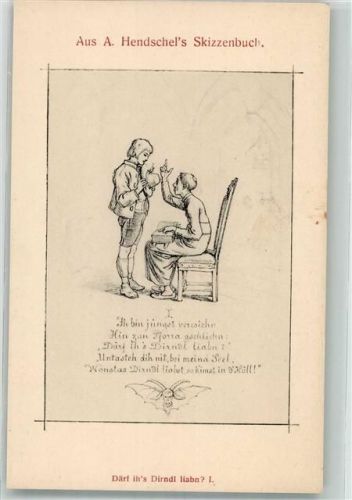 Skizzenbuch Spruch Kind Hendschel, A. Künstlerkarte
