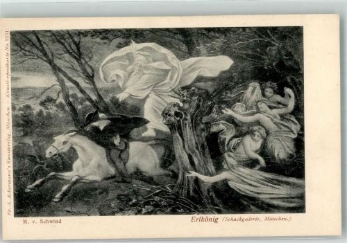 Erlkönig Erotik Schackgalerie München Fr.A.Ackermann`s Kunstverlag No. 1231 Schwind, M. von Künstlerkarte