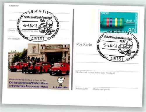 Essen 10. Int. Briefmarken Messe + 1. Telefonkarten Messe + SST Fußballweltmeisterschaft 1994