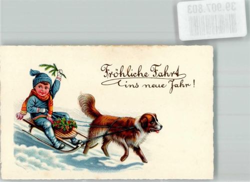 Neujahr Kind mit Tannenzweig Glückwunsch