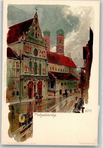München 1899 Michaelskirche Postkutsche Verlag Velten Nr. 98