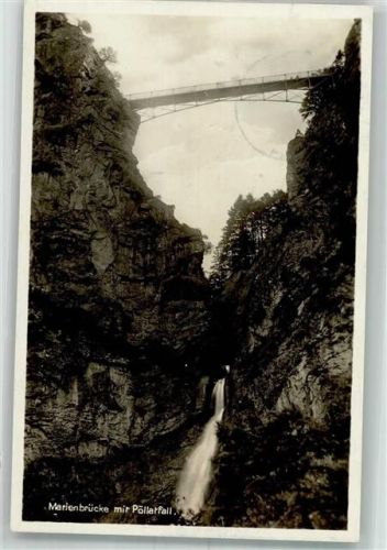 Schwangau 1932 Marienbrücke mit Pöllatfall Verlag Glink Nr. 3662