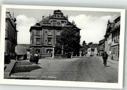 Herbolzheim Rathaus mit Brunnen Fahrrad Verlag Kurt Görtz Nr. 2757