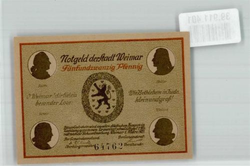 Weimar Fünfundzwanzig Pfennig Nr. 64762 Goethes Gartenhaus