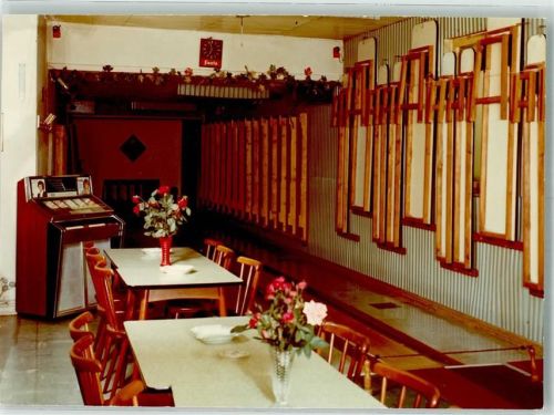 Rüdesheim Kegelbahn und Musikautomat eines Gasthauses Foto Original aus Archiv eines Ansichtskartenverlags Ort handschriftlich