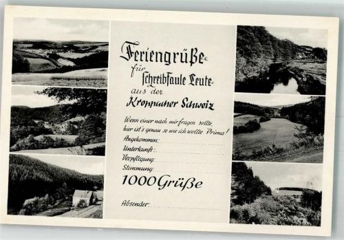 Kroppach Ansichten aus der Kroppacher Schweiz Telegrammstil Verlag Adolf Hauske Nr. 3581