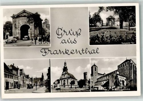 Frankenthal 1956 Kirche Dreifaltigkeit St. Ludwig Speyerer Tor Wormser Tor LKW