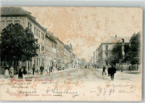 Neu-Ulm 1898 Innenstadtstraße mit Kriegerdenkmal