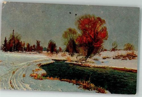 1918 sign. Klatt, Hans Ein Wintertag Eine vereiste Bachlandschaft Nr. 352