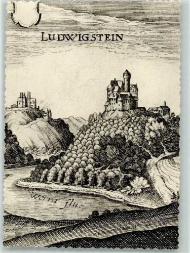 Ludwigstein Jugendburg Ludwigstein oberhalb der Werra Merian Kupferstich von 1646 Förderung der Freien Akademie