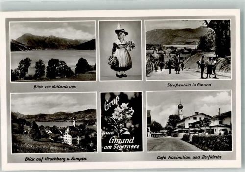 Gmund Tegernsee Hirschberg Kampen Dorfstraße Cafe Maximilian Kirche St. Ägidius Tracht Verlag Peter Triem 4615
