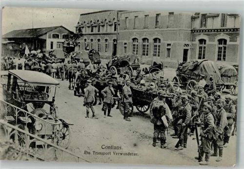Conflans-sur-Seine 1915 Auto Feldpost WK I 1.Escdr.Bay.7 Ch.R. Transport Verwundeter