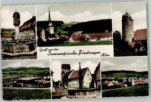 Fladungen Kriegerdenkmal Pfarrkirche St. Kilian Maulaffenturm Marktbrunnen