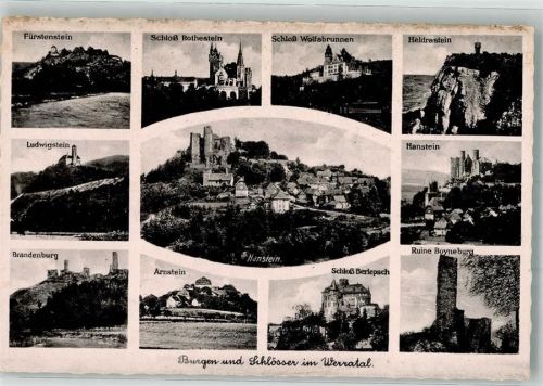 Hanstein Burgen im Werratal Fürstenstein Rothestein Wolfsbrunnen Heldrastein Ludwigstein Brandenburg Arnstein Berlepsch Boyneburg Verlag Thoericht Nr. 10996