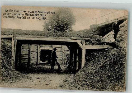Mulhausen 1915 Feldpost WK I Fussart.Batterie 259 MRS. Schanzgräben