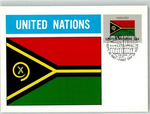 1987 Vanuatu Wappen Flaggen der Nationen Briefmarke Bildseite