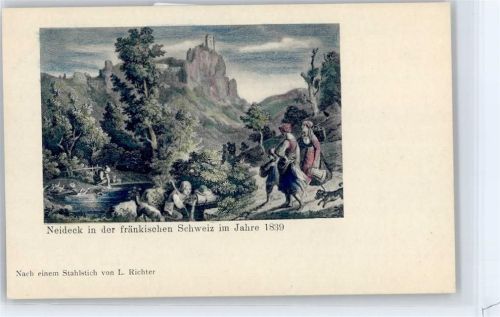 Wiesenttal Burgruine Neideck nach Stahlstich (Richter), 1839