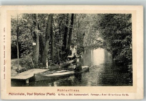 Storkow 1909 Ruderboote auf dem Mühlenfliess bei Mühlenheim