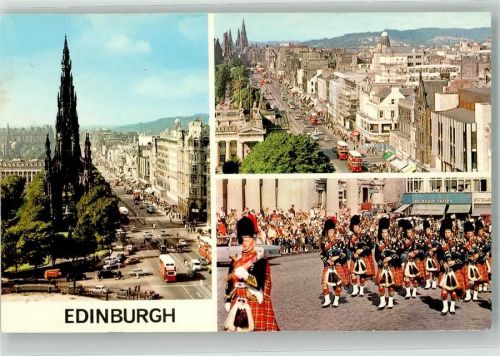 Edinburgh 1974 Denkmal Scott Monument Uniform Pipes and Drums Princess Street