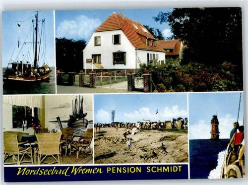 27638 W2851 Wremen - Pension Schmidt, Schiff, Leuchtturm, Strand