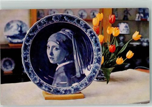 Delfter Teller mit Darstellung einer Frau