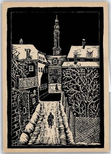 Landshut alte Gasse im Rauhreif , sign. Josef Hamm