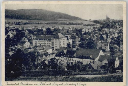 Oberschlema Blick nach der Bergstadt Schneeberg