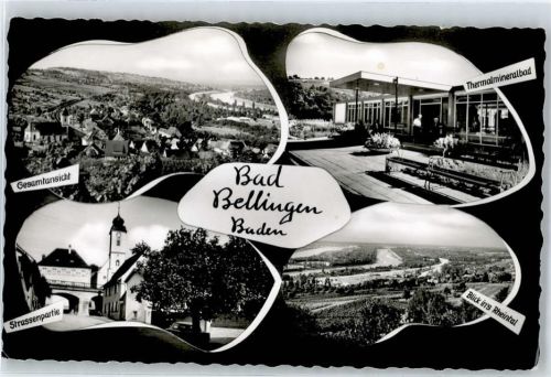 Bad Bellingen Straßenpartie, Blick ins Rheintal, Schwimmbad Thermalmineralbad