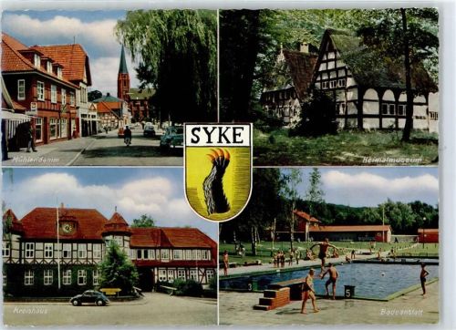 28857 W2808 Syke - Mühlendamm, Wappen, Heimatmuseum, Schwimmbad, Kreishaus