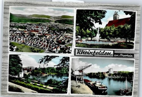 Rheinfelden Kirche, Ortsansicht, Hafen mit Kran, Springbrunnen