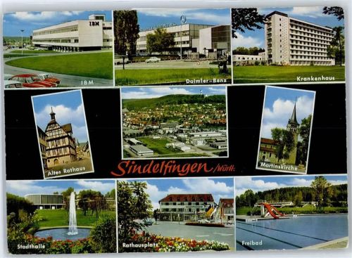 Sindelfingen IBM, Krankenhaus, Daimler-Benz, Altes Rathaus, Martinskirche, Stadthalle, Rathausplatz, Schwimmbad