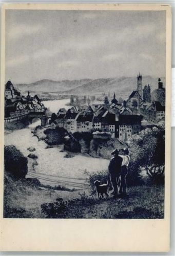 79725 W7887 Laufenburg , Baden - Federzeichnung nach einem Gemälde von Hans Thoma