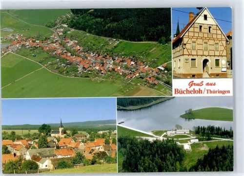 98693 O6301 Bücheloh - Rathaus, Ortsansicht, Stausse bei Heyda, Fliegeraufnahme