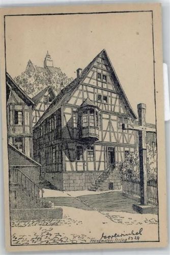 Neustadt Künstlerkarte, 1929, Blick auf Breuberg