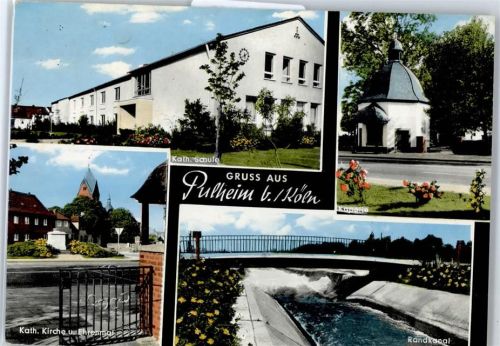 Pulheim Katholische Schule, Katholische Kirche, Randkanal, Ortsansicht