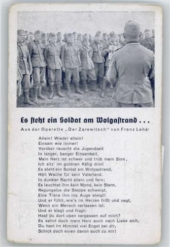 Es steht ein Soldat am Wolgastrand