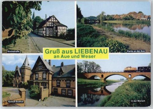 Liebenau Kirchstraße, Partie an der Aue, Schloß Eickhof, In der Marsch, Brücke