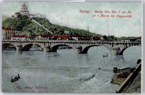 Torino Ponte Vitt. Em. I sul Po ed il Monte dei Cappuccini
