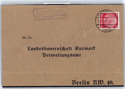 Strasburg 1936 Landpoststempel Fahrenholz
