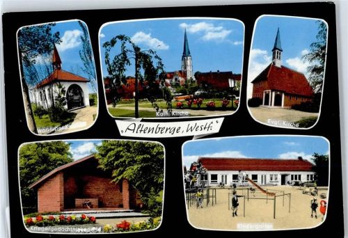 48341 W4417 Altenberge , Westf - Waltruper Kapelle, Katholische Kirche, Kindergarten, Kriegergedächtniskapelle, Evangelische Kirche