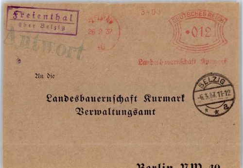 Belzig Landpoststempel Freienthal
