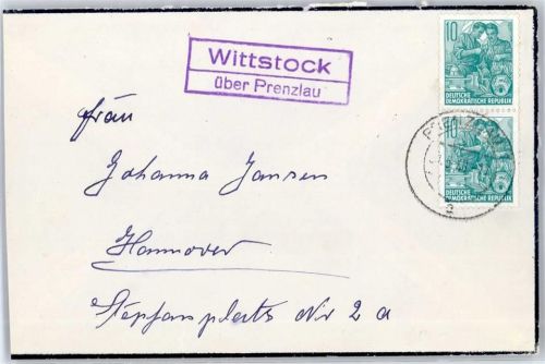 Prenzlau Landpoststempel Wittstock