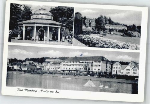 Bad Meinberg Kurpark Brunnentempel Schloß und Kurheim See