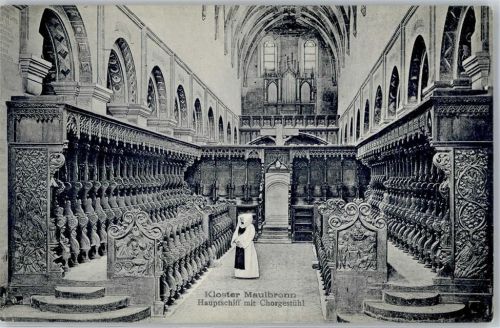 Maulbronn 1909 Kloster Hauptschiff mit Chorgestühl
