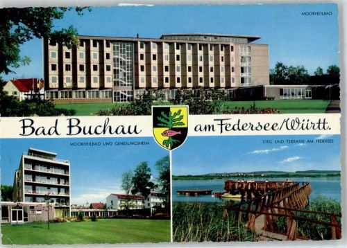 Bad Buchau Moorheilbad Genesungsheim Steg und Terasse am Federsee