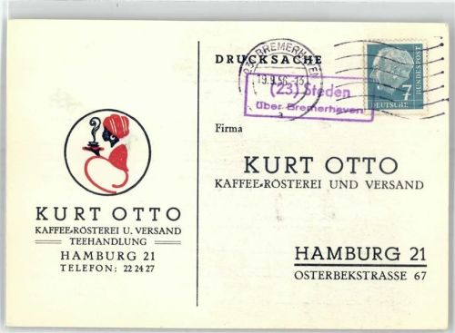 Steden Landpoststempel Kaffee-Rösterei Versand Teehandlung Kurt Otto Hamburg